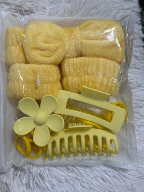 Yellow  Hair Accessory Set - Soft Headbands & Clips